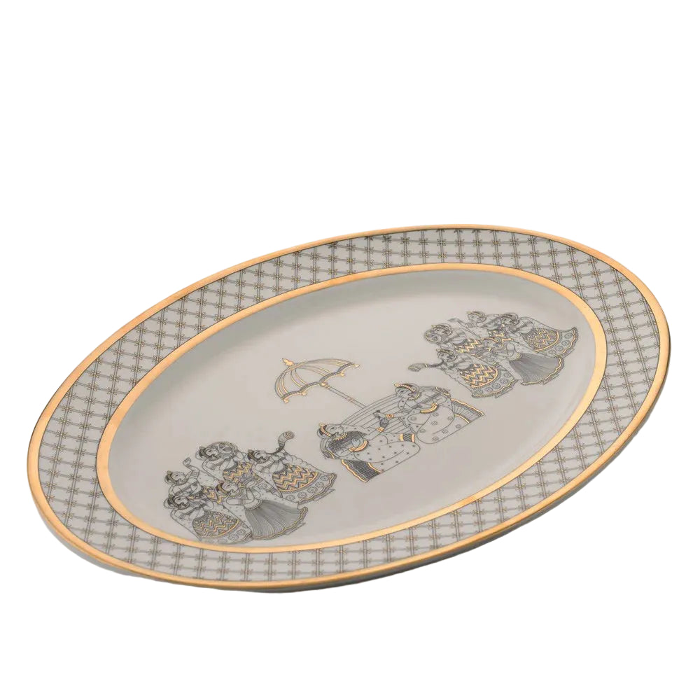 Hand-Decorated Bappuji ki Phad Oval Plate
