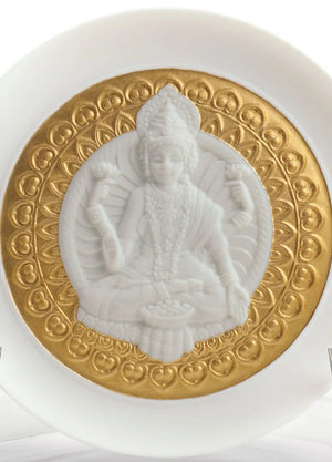 Lladro x Maison Bizarre: Goddess of Wealth - Lakshmi Decorative Plate. Golden Lustre