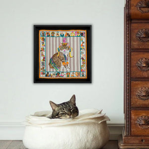 African Tabby Black Framed Silk Scarf