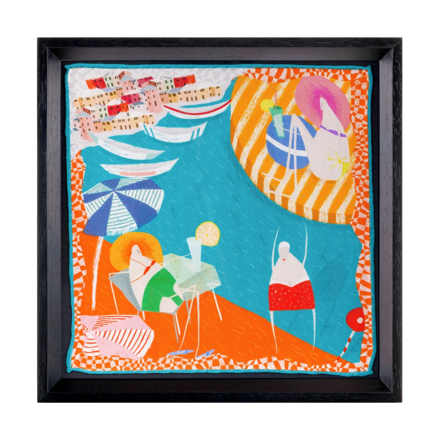 Amalfi Coast Black Framed Silk Scarf