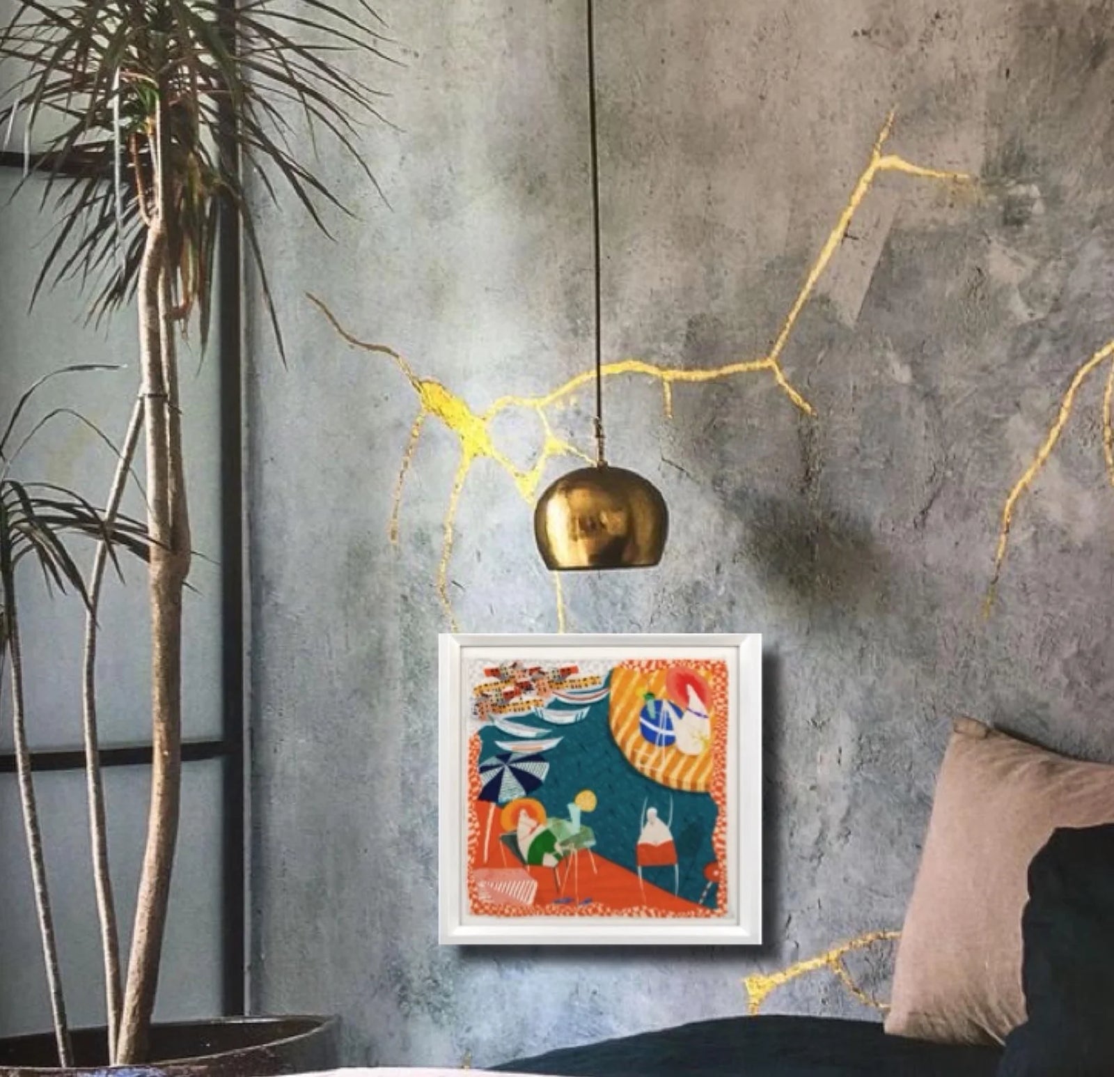 Amalfi Coast Black Framed Silk Scarf