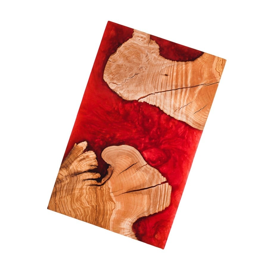 Handcrafted Epoxy & Olive Wood Red Serving Board