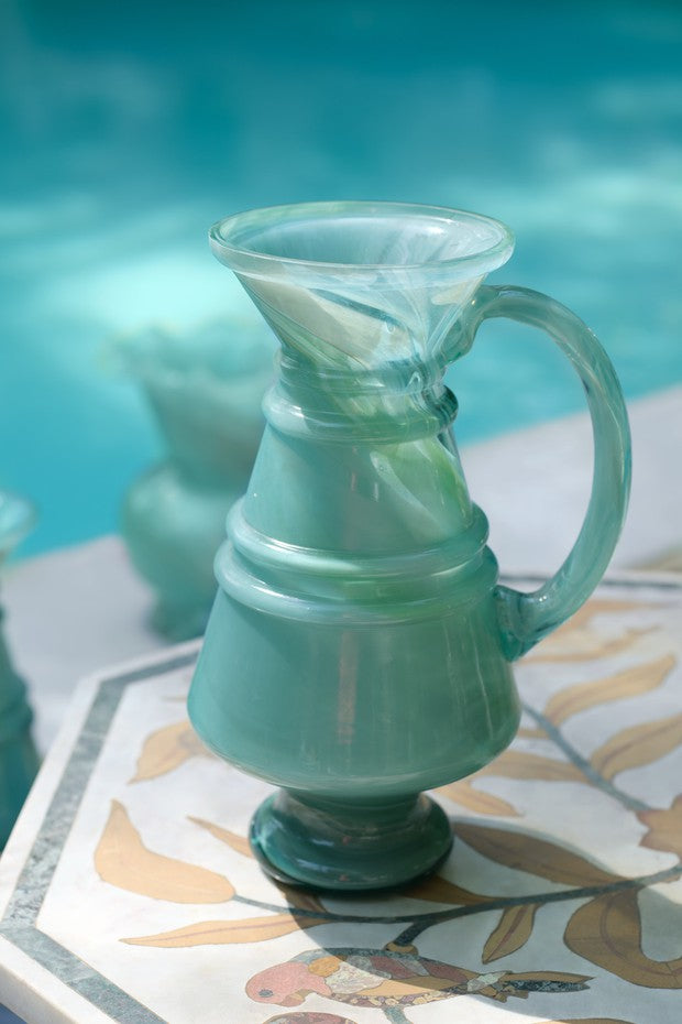 Aqua Hand-Blown North African Vase