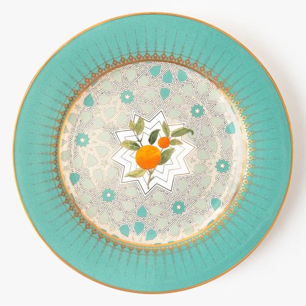 24k Gold Accented Tangerine Charger