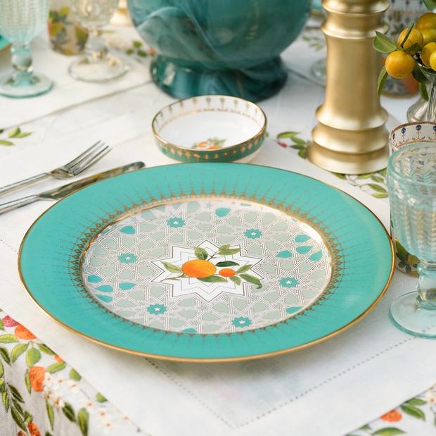 24k Gold Accented Tangerine Charger