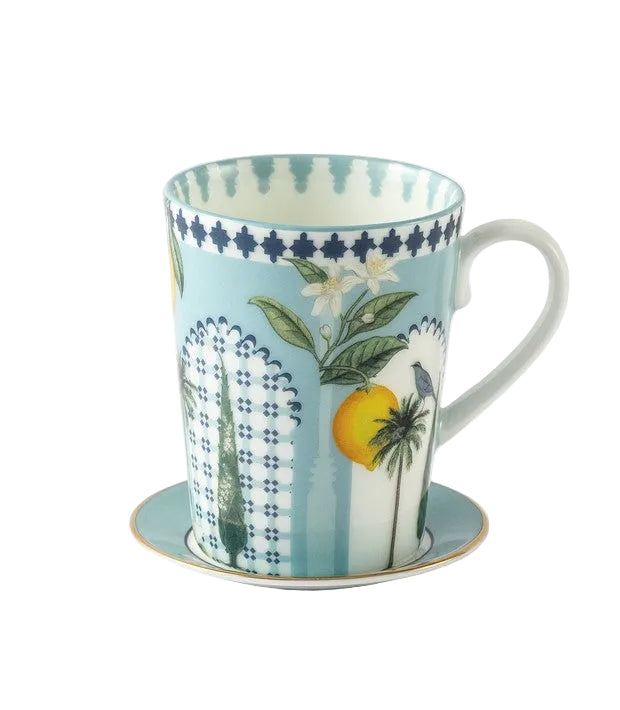 Set of 2 Kashmir Leitmotifs Mugs and Small Plates