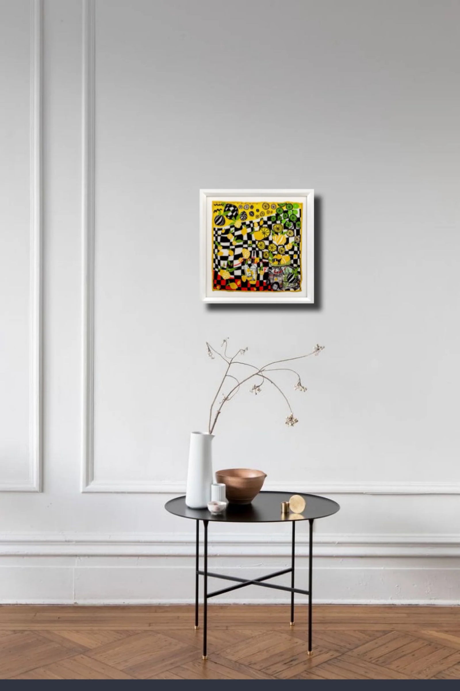 Limoncello Black Framed Silk Scarf