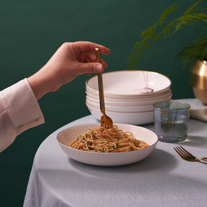 Set of 4 Trapeze Girl 22k Gold Accented Bowls