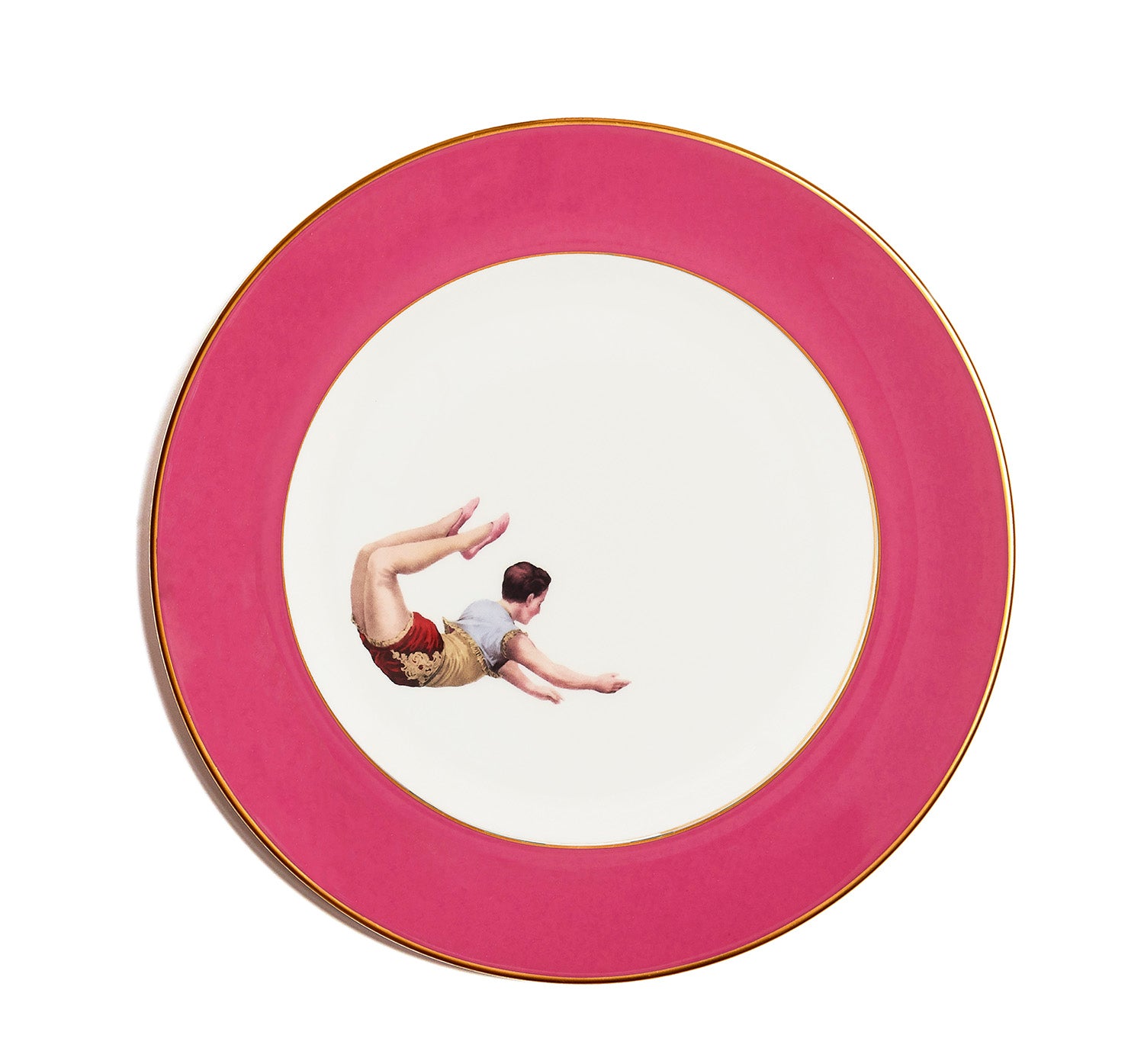 Set of 4 Trapeze Boy 22k Gold Accented Plates