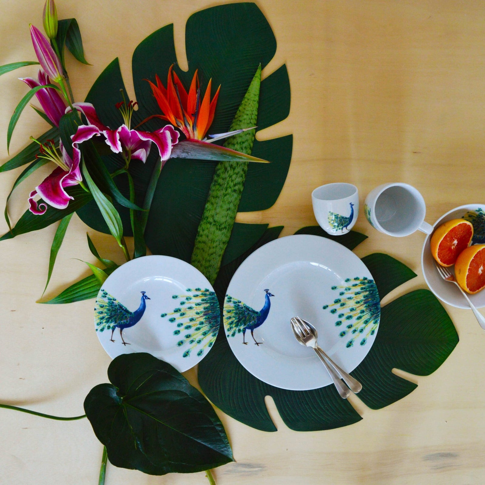 Set of 2 Birds of Paradise Plates