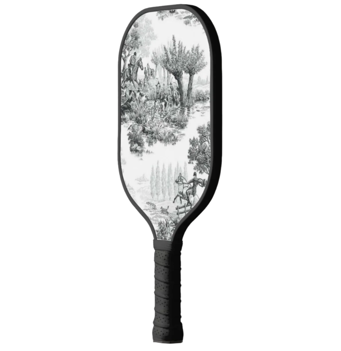 Toile de Jouy Inspired Pickleball Paddle Racket B&W
