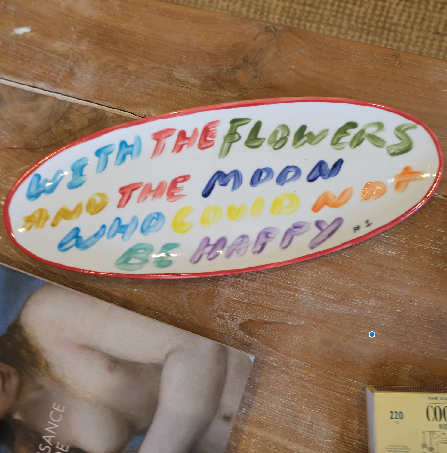 With the Flowers and the Moon Who Could Not Be Happy - Coffee Table Decorative Platter