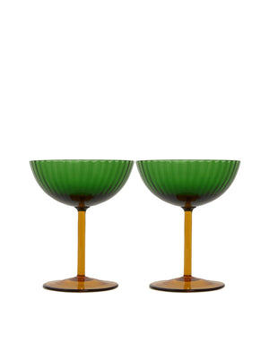 Set of 2 Murano Glass Salviati Coupe