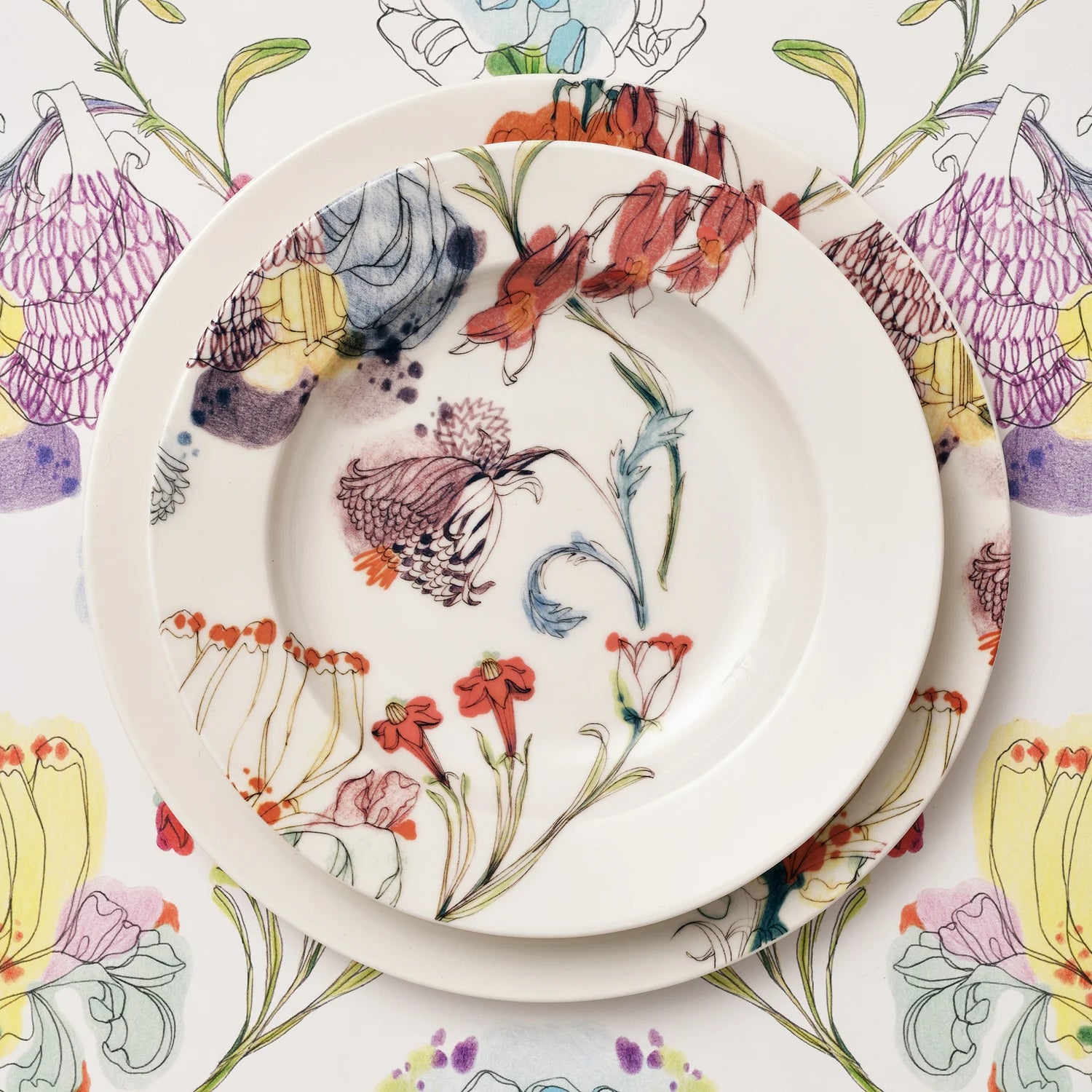 Set of 4 Grandma's Garden Plates