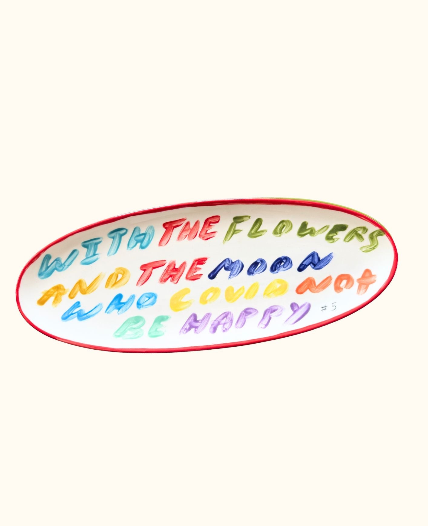 With the Flowers and the Moon Who Could Not Be Happy - Coffee Table Decorative Platter