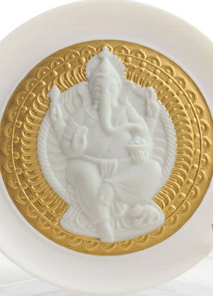 Lladro x Maison Bizarre: God of Luck - Ganesha Decorative Plate. Golden Lustre