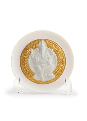 Lladro x Maison Bizarre: God of Luck - Ganesha Decorative Plate. Golden Lustre