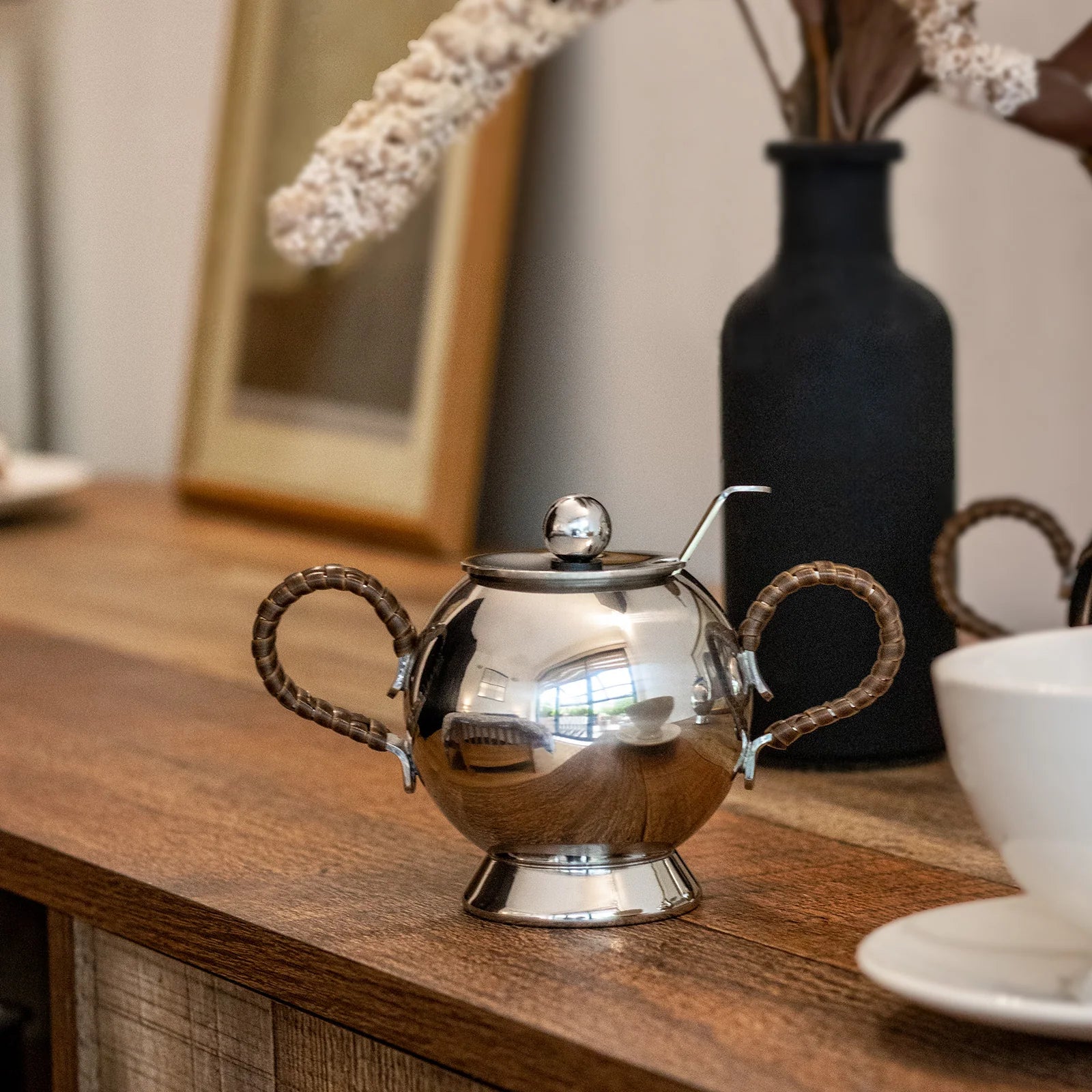 Spheres Sugar Bowl Wicker Handle